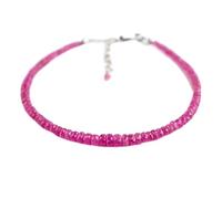 Bracelet en saphir rose de 3 à 4 mm, perles à facettes, taille rondelle, 17,8 cm, fermoir plaqué argent réglable, pour hommes et femmes | LK_STACK_05495