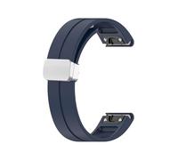 Bracelet en silicone 20 22 26 mm Pour Garmin Fenix 8 E 7 7X 6X Pro 5Plus Instinct2/Mk2i/Tactix7pro Bracelet à dégagement rapide(Midnight blue(Silver buckle),22mm)