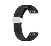 Bracelet en silicone 20 22 26 mm Pour Garmin Fenix 8 E 7 7X 6X Pro 5Plus Instinct2/Mk2i/Tactix7pro Bracelet à dégagement rapide(Black(Silver buckle),22mm)
