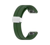Bracelet en silicone 20 22 26 mm Pour Garmin Fenix 8 E 7 7X 6X Pro 5Plus Instinct2/Mk2i/Tactix7pro Bracelet à dégagement rapide(Green(Silver buckle),20mm)