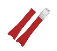 Bracelet en silicone à boucle déployante compatible avec les montres Casio GST Series GST-B100/1110/W300/S120/400G, bracelet caoutchouc souple for homme(Red-silver)