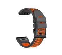 Bracelet en Silicone à Installation rapide, 26mm 22mm, adapté for Garmin Instinct 2X Solar/Phoenix 6X 6Pro 5X 5Plus 7X 7(Carbon gray orange,Quick fit 22mm)