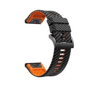 Bracelet en silicone à motifs en fibre de carbone, ajustement rapide, 22mm 26mm, for montre de sport Pour Garmin Fenix E 8 5 5X 6X 7 7X/MARQ/Enduro 3(Black orange,22mm(7/6/5))
