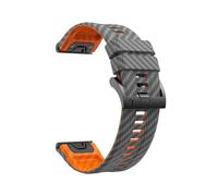 Bracelet en silicone à motifs en fibre de carbone, ajustement rapide, 22mm 26mm, for montre de sport Pour Garmin Fenix E 8 5 5X 6X 7 7X/MARQ/Enduro 3(Gray orange,22mm)