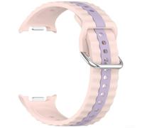 Bracelet en silicone à rayures verticales bicolore pour Samsung Watch8 Classic de 47 mm offrant une utilisation durable et un confort doux (rose violet)
