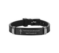 Bracelet en silicone avec verset de la Bible chrétienne en acier inoxydable, Moyen, Acétate, Ormeau