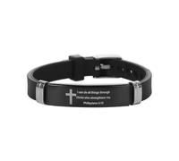 Bracelet en silicone avec verset de la Bible chrétienne en acier inoxydable, Moyen, Acétate, Ormeau