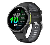 Bracelet en silicone bicolore pour Garmin Forerunner 970 Boucle argentée Noir