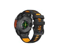 Bracelet en silicone Compatible avec Garmin Fenix 8 7X Pro 51mm/ Enduro 3/ Quatix/Tactix 7/ Descent Mk2 Mk2i/ D2/Mach 1(Black Orange,Qu ic kFit 26mm)