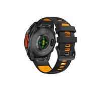 Bracelet en silicone Compatible avec Garmin Fenix 8 E 7 Pro 47mm/MARQ 2/Forerunner 965 955 945/Descent G1(Black Orange,Qu ic kFit 26mm)