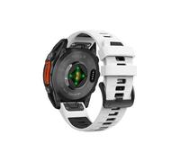 Bracelet en silicone Compatible avec Garmin Fenix 8 E 7 Pro 47mm/MARQ 2/Forerunner 965 955 945/Descent G1(White Black,Qu ic kFit 26mm)