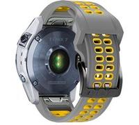 Bracelet en silicone deux rangées de trous, bicolore, attache rapide, 22mm, gris/jaune pour votre Garmin Fenix 7/Epix