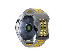 Bracelet en silicone deux rangées de trous, bicolore, attache rapide, 22mm, gris/jaune pour votre Garmin Fenix 7/Epix