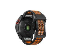 Bracelet en silicone deux rangées de trous, bicolore, attache rapide, 22mm, noir/orange pour votre Garmin Fenix 7/Epix