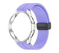 Bracelet en silicone d'origine + boîtier for montres 4/5/6 40 44 mm, montre 5Pro 45 mm, bracelet à boucle magnétique for montres 4 42 46 mm(Lilac,Watch 6 43mm)