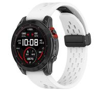 Bracelet en silicone Garmin Fenix 8 43MM avec trou et boucle déployante - Blanc White