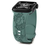 Bracelet en silicone gravé à motif floral d'Halloween compatible avec Apple Watch 38 mm, 40 mm, 41 mm pour homme et femme, motif tête de mort imprimé au laser, bracelet de rechange pour iWatch Series