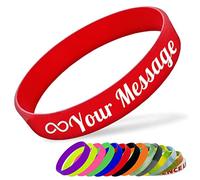 Bracelet en Silicone Personnalisable Bracelet en Caoutchouc Femme Homme Enfant pour Les Événements Festival de Collecte de Fonds,190mm Longueur,Rouge