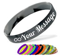 Bracelet en Silicone Personnalisable Bracelet en Caoutchouc Femme Homme Enfant pour Les Événements Festival de Collecte de Fonds,210mm Longueur,Noir dégradé