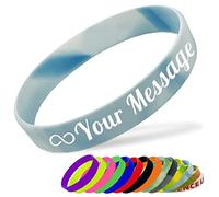 Bracelet en Silicone Personnalisable Bracelet en Caoutchouc Femme Homme Enfant pour Les Événements Festival de Collecte de Fonds,180mm Longueur,Bleu dégradé
