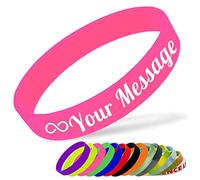 Bracelet en Silicone Personnalisable Bracelet en Caoutchouc Femme Homme Enfant pour Les Événements Festival de Collecte de Fonds,180mm Longueur,Rose