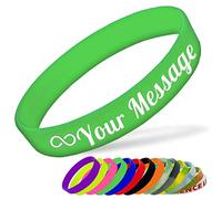 Bracelet en Silicone Personnalisable Bracelet en Caoutchouc Femme Homme Enfant pour Les Événements Festival de Collecte de Fonds,160mm Longueur,Vert