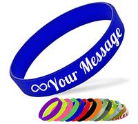 Bracelet en Silicone Personnalisable Bracelet en Caoutchouc Femme Homme Enfant pour Les Événements Festival de Collecte de Fonds,160mm Longueur,Bleu