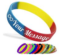 Bracelet en Silicone Personnalisable Bracelet en Caoutchouc Femme Homme Enfant pour Les Événements Festival de Collecte de Fonds,190mm Longueur,Rouge Bleu Jaune