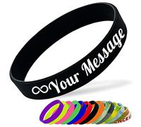 Bracelet en Silicone Personnalisable Bracelet en Caoutchouc Femme Homme Enfant pour Les Événements Festival de Collecte de Fonds,180mm Longueur,Le noir