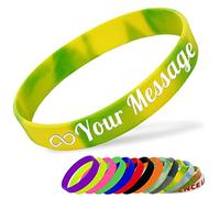 Bracelet en Silicone Personnalisable Bracelet en Caoutchouc Femme Homme Enfant pour Les Événements Festival de Collecte de Fonds,190mm Longueur,Vert jaunâtre