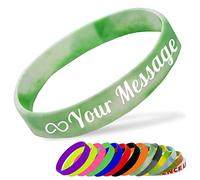 Bracelet en Silicone Personnalisable Bracelet en Caoutchouc Femme Homme Enfant pour Les Événements Festival de Collecte de Fonds,190mm Longueur,Vert dégradé