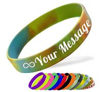Bracelet en Silicone Personnalisable Bracelet en Caoutchouc Femme Homme Enfant pour Les Événements Festival de Collecte de Fonds,160mm Longueur,Tie Dye