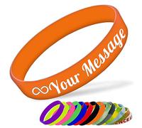 Bracelet en Silicone Personnalisable Bracelet en Caoutchouc Femme Homme Enfant pour Les Événements Festival de Collecte de Fonds,180mm Longueur,Orange