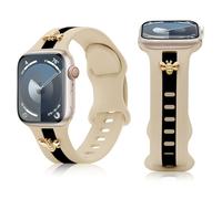 Bracelet en silicone pour Apple Watch 44 mm, 45 mm, 42 mm, bracelet élégant avec breloques abeilles dorées pour iWatch Series 9 8 7 6 5 4 3 2 1 SE, bracelets de sport design pour Apple Watch, bracelet