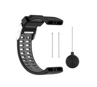 Bracelet en silicone pour montre connectée Polar V800 123 + 74 mm, design profilé, confortable sur la peau lors d'une utilisation à long terme (noir + gris)