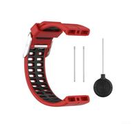 Bracelet en silicone pour montre connectée Polar V800 123 + 74 mm, design profilé, confortable sur la peau lors d'une utilisation à long terme (rouge + noir)