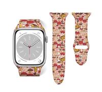 Bracelet en silicone souple compatible avec Apple Watch 38 mm, 40 mm, 42 mm, 44 mm, bracelet de sport de rechange pour iWatch Series Motif champignons rouges, 38mm40mm, Silicone