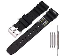 Bracelet en silicone souple de 20 mm compatible avec Citizen Hyper Aqualand Duplex Promaster pour homme - Bracelet de montre de plongée étanche, accessoires, Boucle argentée 20 mm, 20mm, Militaire