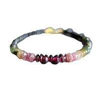 Bracelet en spinelle noire et tourmaline pastèque, perles de 3 à 4 mm en forme de bouton, fermoir plaqué or de 17,8 cm, pour hommes et femmes | LK_STACK_07153