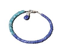 Bracelet en tanzanite et apatite, perles facettées de 3,5 à 4 mm, taille rondelle, fermoir plaqué argent réglable de 17,8 cm, pour hommes et femmes | LK_STACK_08705