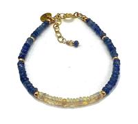 Bracelet en tanzanite et opale de 3,5 à 4 mm, perles facettées et lisses, fermoir plaqué or réglable de 17,8 cm, pour hommes et femmes | LK_STACK_08722