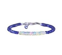 Bracelet en tanzanite et opale éthiopienne, perles rondes de 3 à 4 mm, à facettes et à coupe lisse, fermoir plaqué argent réglable de 17,8 cm, pour hommes et femmes | LK_STACK_08714