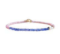 Bracelet en tanzanite et opale, perles rondes de 2,5 mm, lisses et à facettes, fermoir plaqué or de 17,8 cm, pour hommes et femmes | LK_STACK_08721