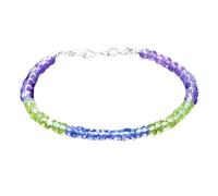 Bracelet en tanzanite, péridot et améthyste, perles facettées de 3 mm, taille ronde, fermoir plaqué argent réglable de 17,8 cm, pour hommes et femmes | LK_STACK_08738