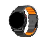 Bracelet en titane et Silicone, 22mm 26mm Pour Garmin Fenix 8 7X 7 6X 6 Pro 5X 5 Plus Instinct Tactix8 7pro, Bracelet en métal(Black+Orange,22mm(Fenix E 47mm))