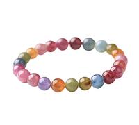 Bracelet en tourmaline arc-en-ciel colorée naturelle, perles transparentes en cristal extensible, 7.5mm AAAA/1268