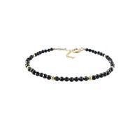 Bracelet en tourmaline noire ronde de 3 mm, perles à facettes, fermoir plaqué argent de 17,8 cm, pour hommes et femmes | LK_STACK_01334
