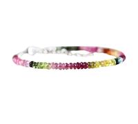 Bracelet en tourmaline pastèque de 3 mm, perles à facettes, taille ronde, 17,8 cm, fermoir plaqué argent réglable, pour hommes et femmes | LK_STACK_06625