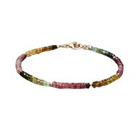 Bracelet en tourmaline pastèque de 3 mm, perles lisses en forme de rondelle, fermoir plaqué or réglable de 17,8 cm, pour hommes et femmes | LK_STACK_06631