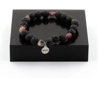 Bracelet en tourmaline rubellite du Brésil + perles de lave de 8 mm